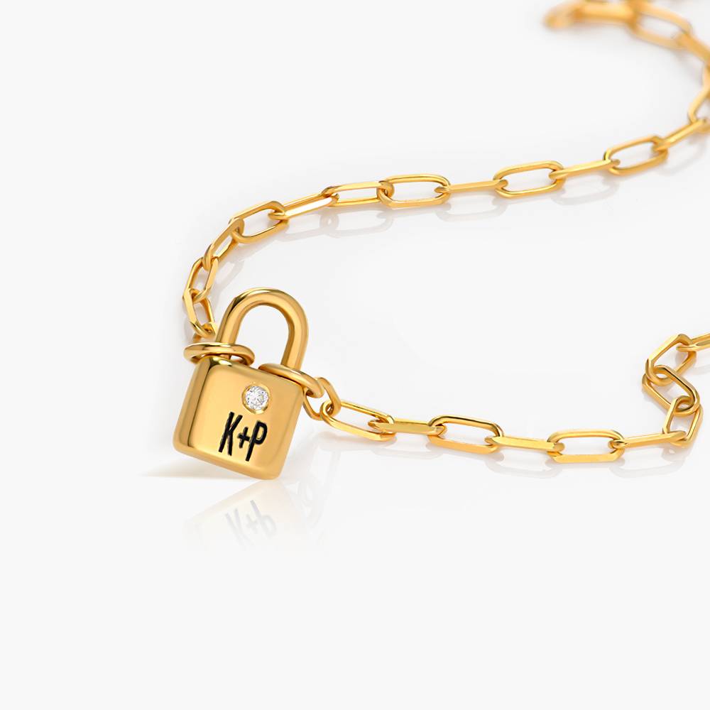 Initial Lock Necklace with Diamonds 2