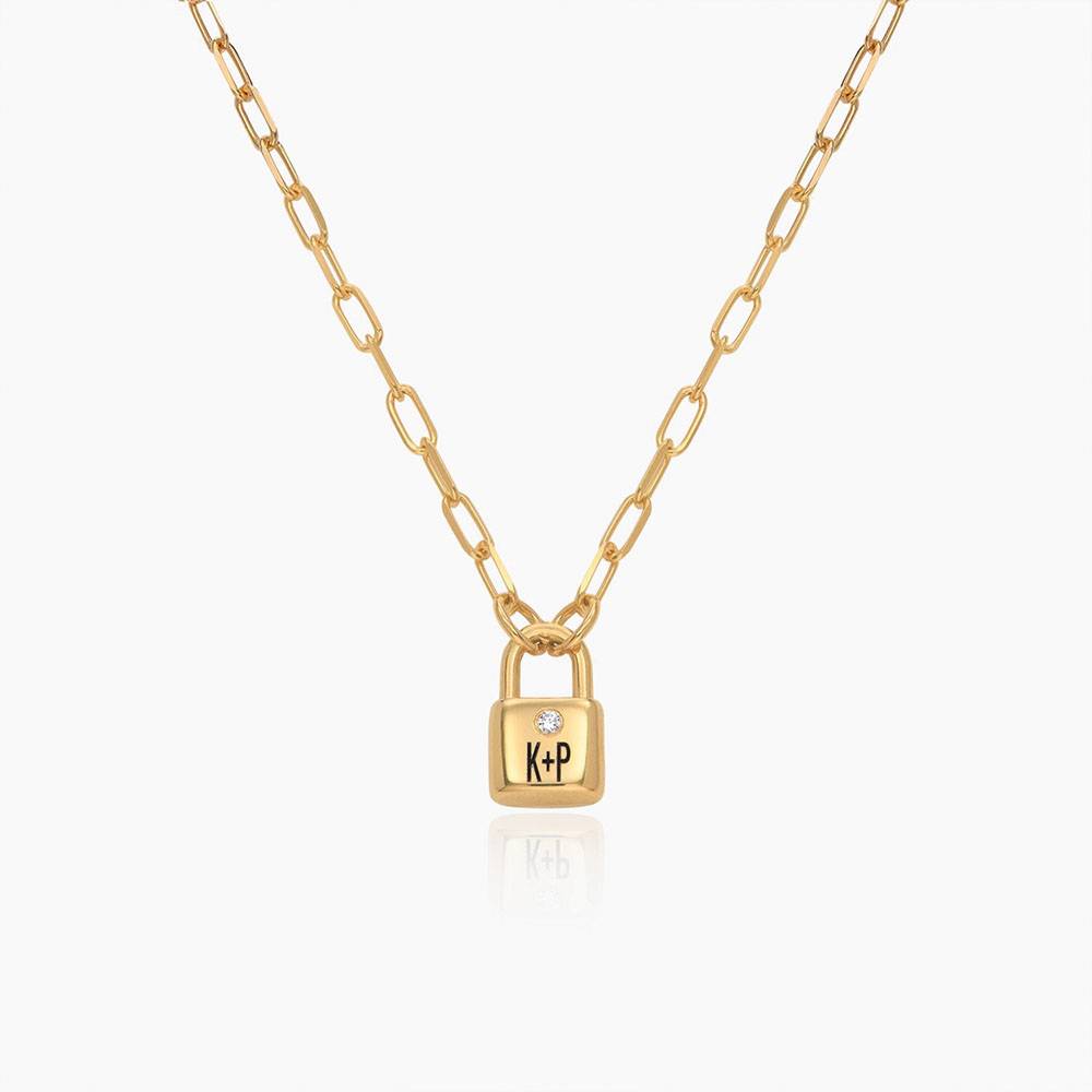 Initial Lock Necklace with Diamonds 4