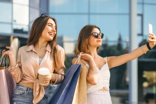woman shopping offline