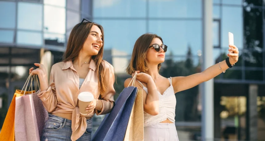 woman shopping offline